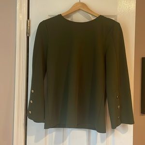 Ann Taylor - Gorgeous Army Green Gold Button Detailed Blouse - size S
